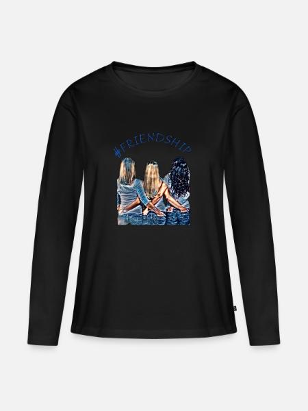 #FRIENDSHIP - Frauen Premium Bio Langarmshirt - Schwarz