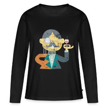 Art gentleman avec cadeau monocle et barbe - T-shirt manches longues Premium bio Femme - noir - Devant - Julia (174cm)