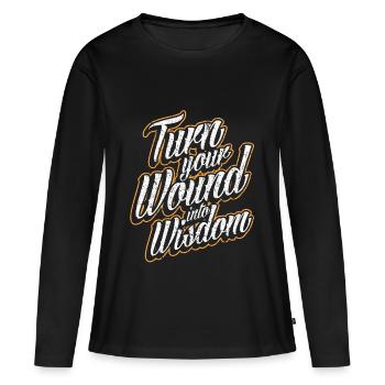 Weisheit Alter Intelligenz Glück Ruhe Zufriedenhei - Frauen Premium Bio Langarmshirt - Schwarz - Vorne - Julia (174cm)