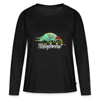 Caméléon forêt tropicale tropicale protection de l'environnement jungle - T-shirt manches longues Premium bio Femme - noir - Devant - Julia (174cm)