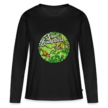 Forêt tropicale tropicale protection de l'environnement oiseaux jungle - T-shirt manches longues Premium bio Femme - noir - Devant - Julia (174cm)