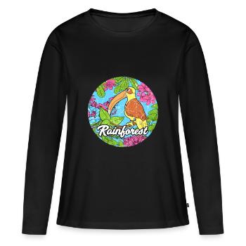 Forêt tropicale tropicale protection de l'environnement pélican jungle - T-shirt manches longues Premium bio Femme - noir - Devant - Julia (174cm)
