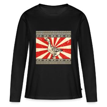 Gans - Frauen Premium Bio Langarmshirt - Schwarz - Vorne - Julia (174cm)