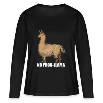 lama - T-shirt manches longues Premium bio Femme - noir - Devant - Julia (174cm)