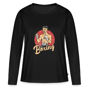 Gants de boxe Knock Out Dire rétro - T-shirt manches longues Premium bio Femme - noir - Devant - Julia (174cm)