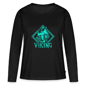 Guerrier viking moyen age - T-shirt manches longues Premium bio Femme - noir - Devant - Julia (174cm)