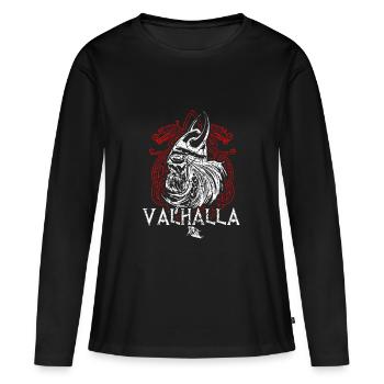 Guerrier viking moyen age - T-shirt manches longues Premium bio Femme - noir - Devant - Julia (174cm)
