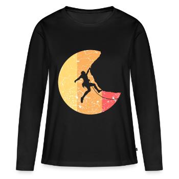 Escalade des sommets d'alpinisme - T-shirt manches longues Premium bio Femme - noir - Devant - Julia (174cm)
