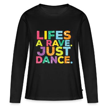 Techno Raver Raver - T-shirt manches longues Premium bio Femme - noir - Devant - Julia (174cm)