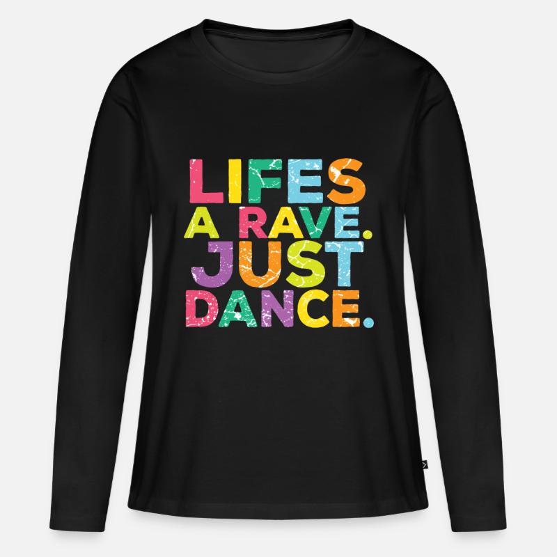 Techno Raver Raver - Frauen Premium Bio Langarmshirt - Schwarz