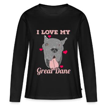 Great Dane Chien Allemand Dogge - T-shirt manches longues Premium bio Femme - noir - Devant - Julia (174cm)