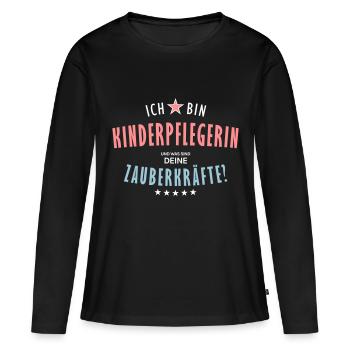 Kinderpflegerin Beruf - Geschenk - Frauen Premium Bio Langarmshirt - Schwarz - Vorne - Julia (174cm)