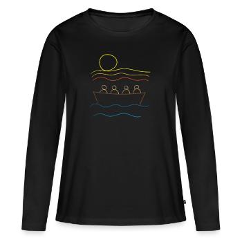 Alle in einem Boot - Frauen Premium Bio Langarmshirt - Schwarz - Vorne - Julia (174cm)