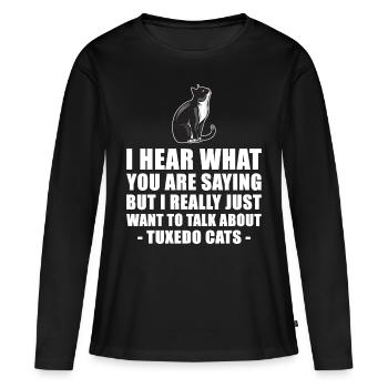 Smoking Cat cadeau Fun - T-shirt manches longues Premium bio Femme - noir - Devant - Julia (174cm)