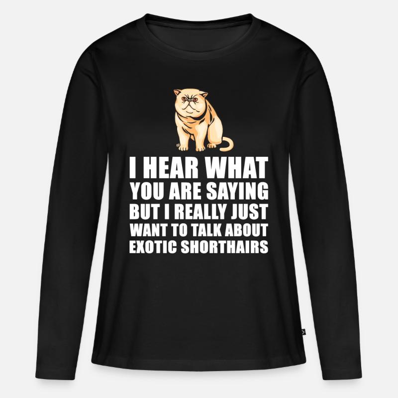 Exotic Kurzhaar-Katze nettes Geschenk - Frauen Premium Bio Langarmshirt - Schwarz