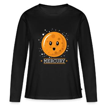 Planète cadeau Mercure - T-shirt manches longues Premium bio Femme - noir - Devant - Julia (174cm)