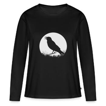 Oiseau cadeau Crow - T-shirt manches longues Premium bio Femme - noir - Devant - Julia (174cm)