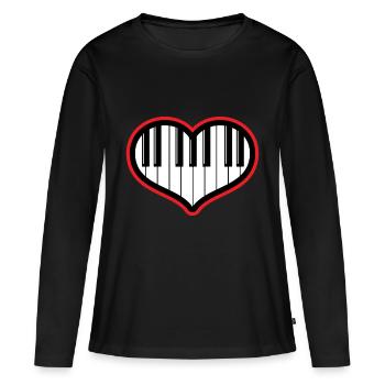 Piano Geschenk Klavier und Flügel - Frauen Premium Bio Langarmshirt - Schwarz - Vorne - Julia (174cm)
