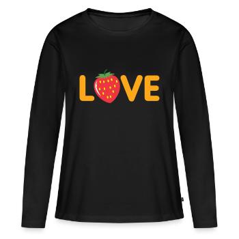 fraises cadeau fraise fraise - T-shirt manches longues Premium bio Femme - noir - Devant - Julia (174cm)