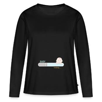 grossesse - T-shirt manches longues Premium bio Femme - noir - Devant - Julia (174cm)
