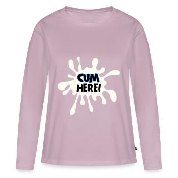 Jouir ici - T-shirt manches longues Premium bio Femme - rose poudré - Devant - Julia (174cm)