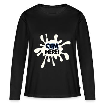 Cum Here - Frauen Premium Bio Langarmshirt - Schwarz - Vorne - Julia (174cm)