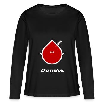 Blut - Spende - schwarz - Frauen Premium Bio Langarmshirt - Schwarz - Vorne - Julia (174cm)