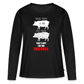 Le roi du barbecue - T-shirt manches longues Premium bio Femme - noir - Devant - Julia (174cm)