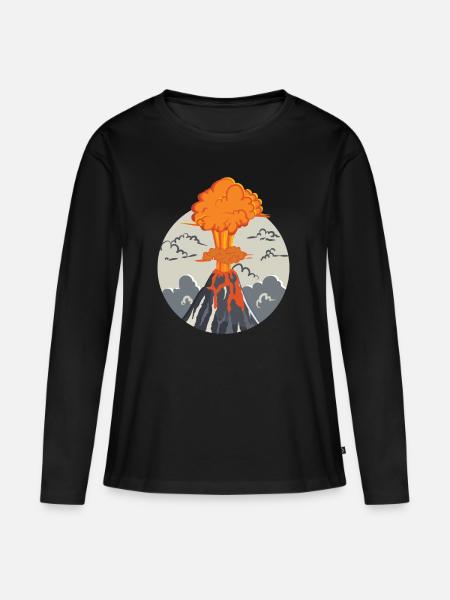 Ausbrechender Vulkan - Frauen Premium Bio Langarmshirt - Schwarz