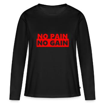 PAS DE DOULEUR PAS DE GAIN - T-shirt manches longues Premium bio Femme - noir - Devant - Julia (174cm)