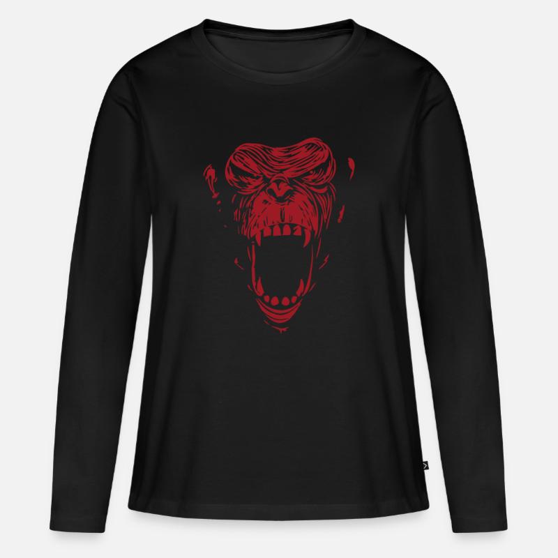 Gorilla - Frauen Premium Bio Langarmshirt - Schwarz