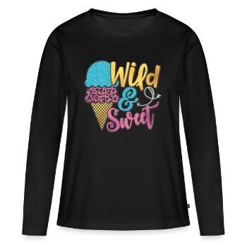 Sauvage & Doux - T-shirt manches longues Premium bio Femme - noir - Devant - Julia (174cm)