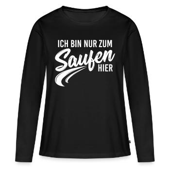Je bois juste ici - T-shirt manches longues Premium bio Femme - noir - Devant - Julia (174cm)