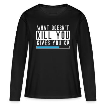 Qu'est-ce qui ne vous tue pas vous donne Xp Shirt Gamer - T-shirt manches longues Premium bio Femme - noir - Devant - Julia (174cm)