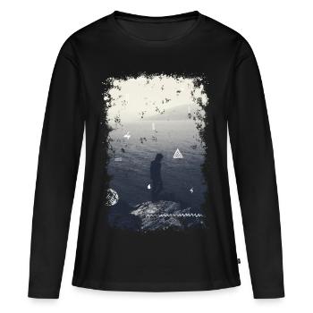 Océan - T-shirt manches longues Premium bio Femme - noir - Devant - Julia (174cm)