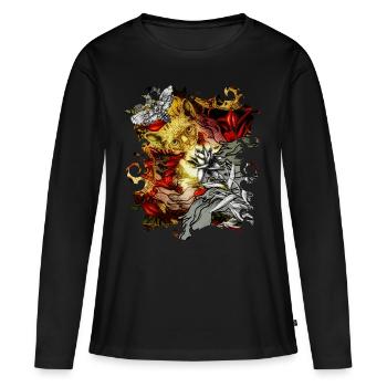 Quatrième mélange - T-shirt manches longues Premium bio Femme - noir - Devant - Julia (174cm)