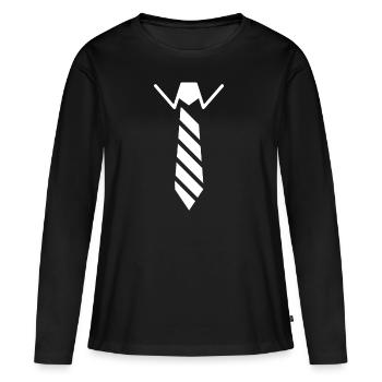 cravate - T-shirt manches longues Premium bio Femme - noir - Devant - Julia (174cm)