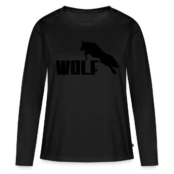 Logo Wolf - T-shirt manches longues Premium bio Femme - noir - Devant - Julia (174cm)