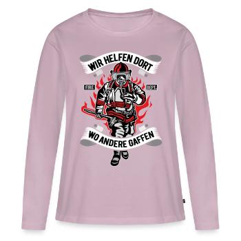 Un corps de pompiers aide les autres où le cadeau est visible - T-shirt manches longues Premium bio Femme - rose poudré - Devant - Julia (174cm)