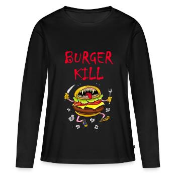 Hamburger carnivore - T-shirt manches longues Premium bio Femme - noir - Devant - Julia (174cm)