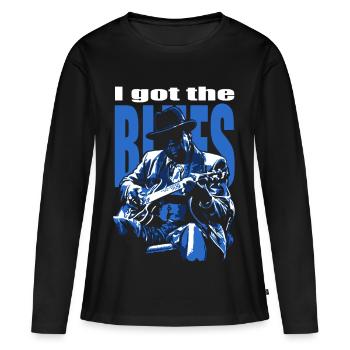 Ich habe den Blues - Frauen Premium Bio Langarmshirt - Schwarz - Vorne - Julia (174cm)