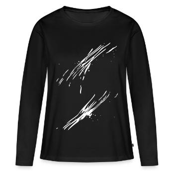 Schwarze Leinwand Pinselstrich - Frauen Premium Bio Langarmshirt - Schwarz - Vorne - Julia (174cm)