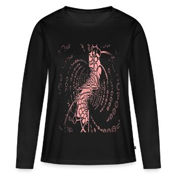 Spirale der Bytes: Meditationsfigur - Frauen Premium Bio Langarmshirt - Schwarz - Vorne - Julia (174cm)