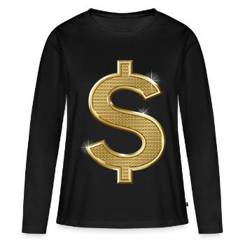 signe dollar - T-shirt manches longues Premium bio Femme - noir - Devant - Julia (174cm)
