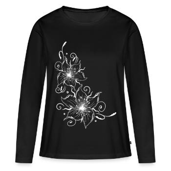 Large lilies with floral element. Summer time. - Women's Premium Organic Long Sleeve Shirt - black - Front - Julia (174cm)