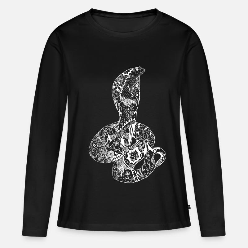 Patchwork Cobra - Frauen Premium Bio Langarmshirt - Schwarz
