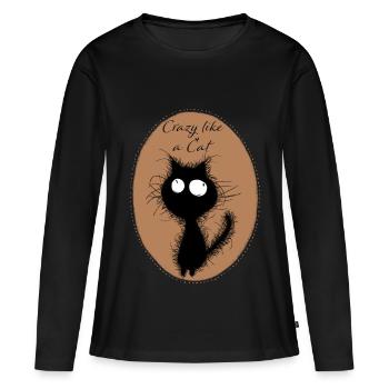 CrazyCat - T-shirt manches longues Premium bio Femme - noir - Devant - Julia (174cm)