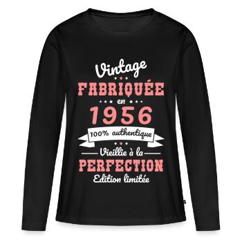 1956 – Vintage – Aged to perfection - Women's Premium Organic Long Sleeve Shirt - black - Front - Julia (174cm)