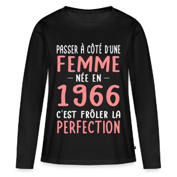 Born in 1966 – Coming close to perfection - Women's Premium Organic Long Sleeve Shirt - black - Front - Julia (174cm)