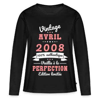 18. Geburtstag – Vintage – April 2008 - Frauen Premium Bio Langarmshirt - Schwarz - Vorne - Julia (174cm)